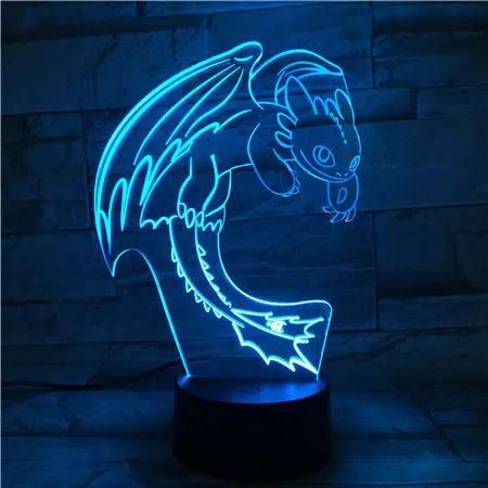 Светодиодный ночсветильник Как приручить дракона иллюзия 3D USB датчик касания RGBW