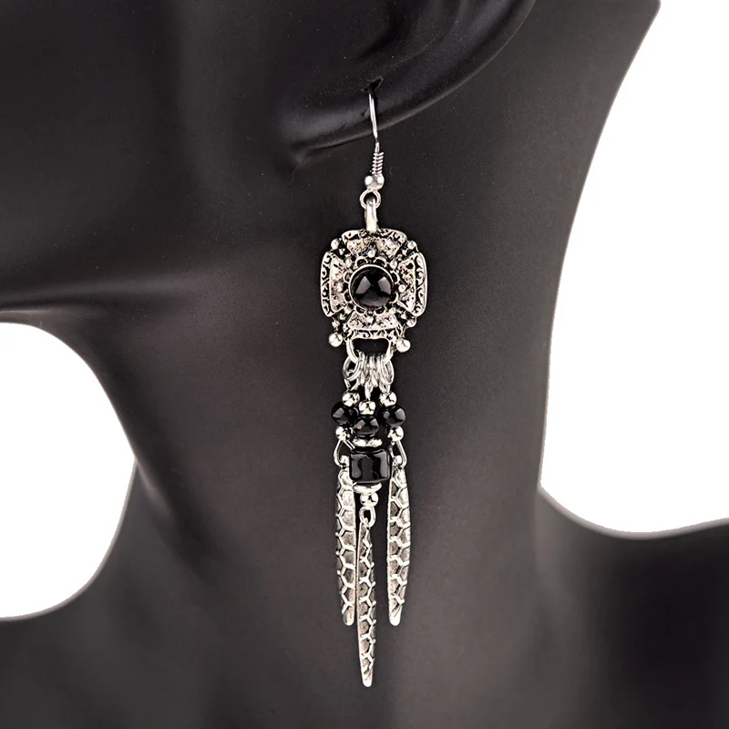 Женские винтажные серьги подвески Jhumka этнические Длинные бусы с кисточкой из