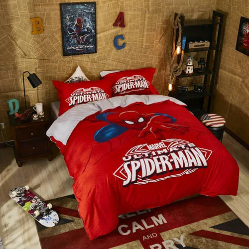 Red Spiderman Красный Человек-паук комплект постельного белья для игрушка для младенцев пододеяльники наволочки Декор для спальни двойные королевские наволочки для мальчиков домашний декор - Цвет: Red Spiderman