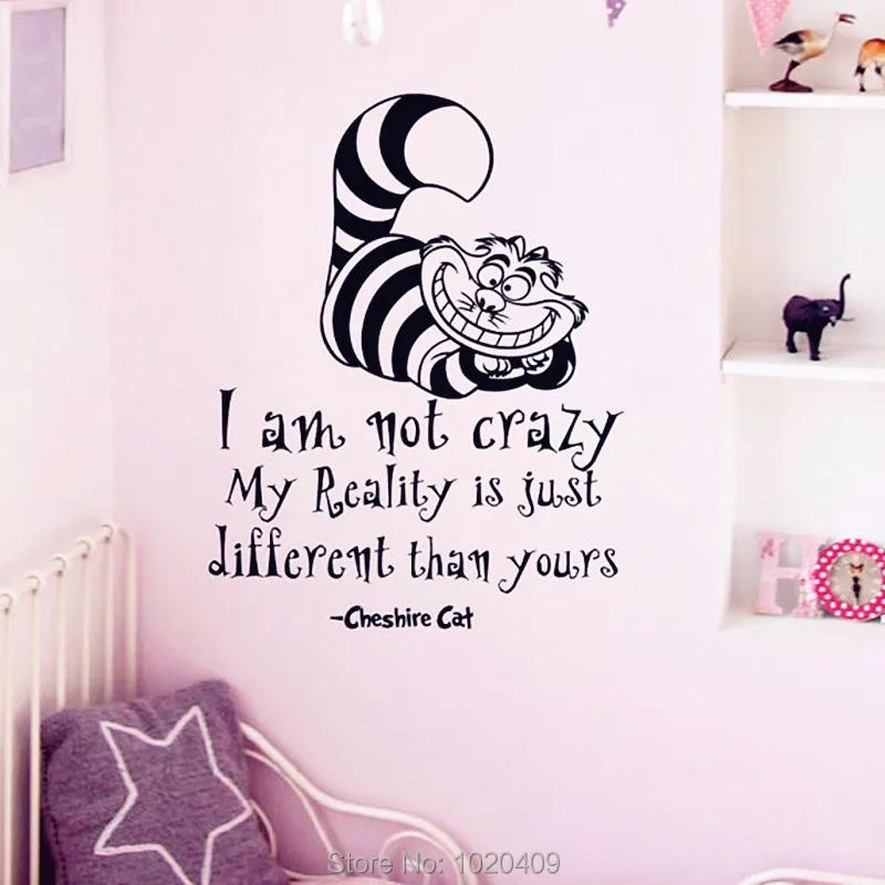 Наклейка на стену Алиса в стране чудес чеширские котировки кошек I Am Not Crazy