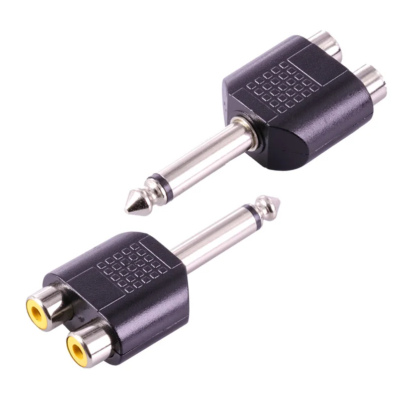 10pcs Hot sale Jack 6.35 MM MONO Male Plug to 2xRCA Adapter High quality Microphone Travel | Обустройство дома