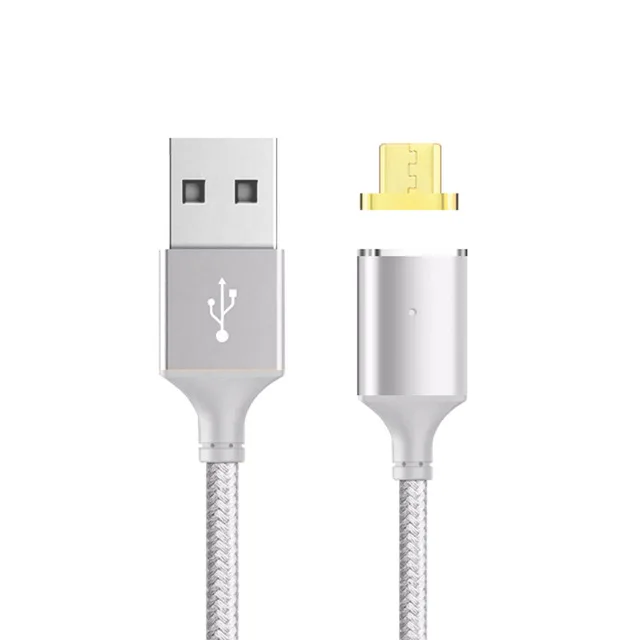 Плетеный Micro Mini USB кабель Магнитный кабель для передачи данных и зарядки для samsung S7 S6 Note4 Hauwei Honor Xiaomi Android - Цвет: Silver