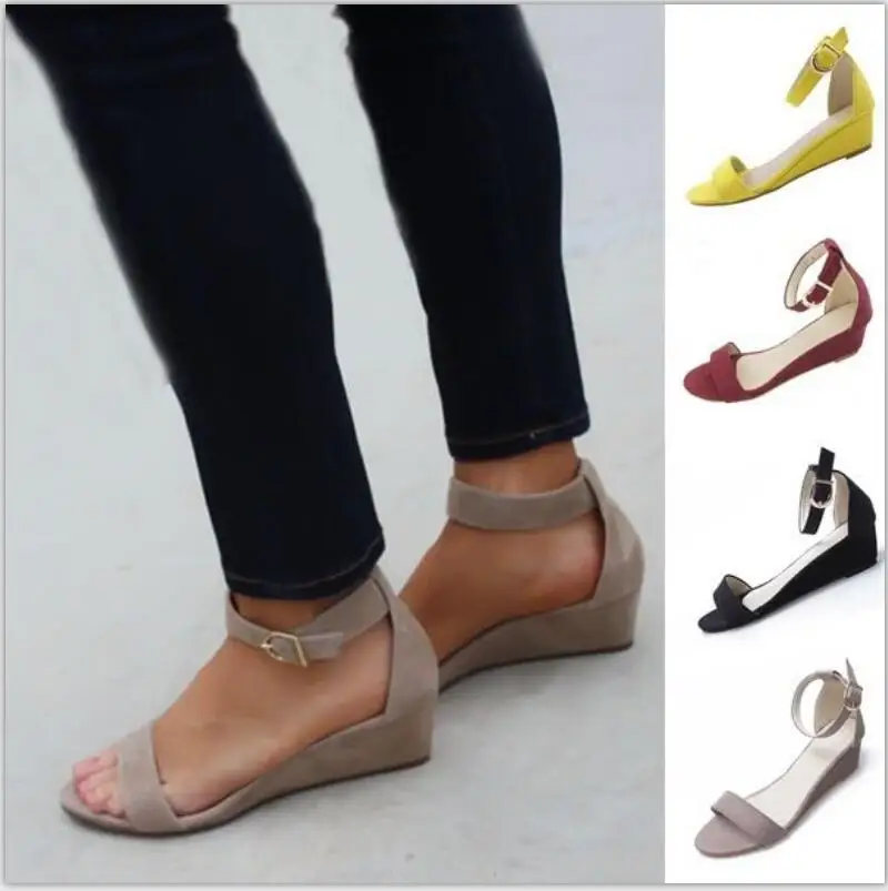 Женская обувь на танкетке chaussure Летняя повседневная с открытым носком 2018 женские
