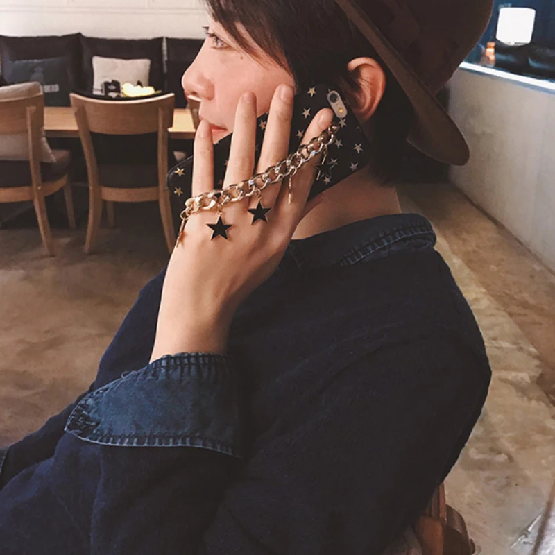Luxury Stars Chain Pendant Tassel Bracelet Case For iPhone X XS MAX XR 6S 7 8 Plus Cases Silk Pattern Soft Cover Phone Shell |