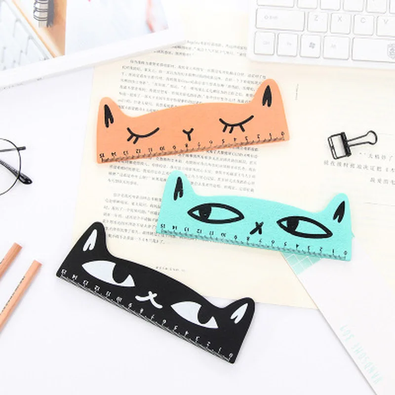 Personality Creative Stationery Cat Shape Wooden Ruler Cute Cartoon Student 15cm Length. | Канцтовары для офиса и дома