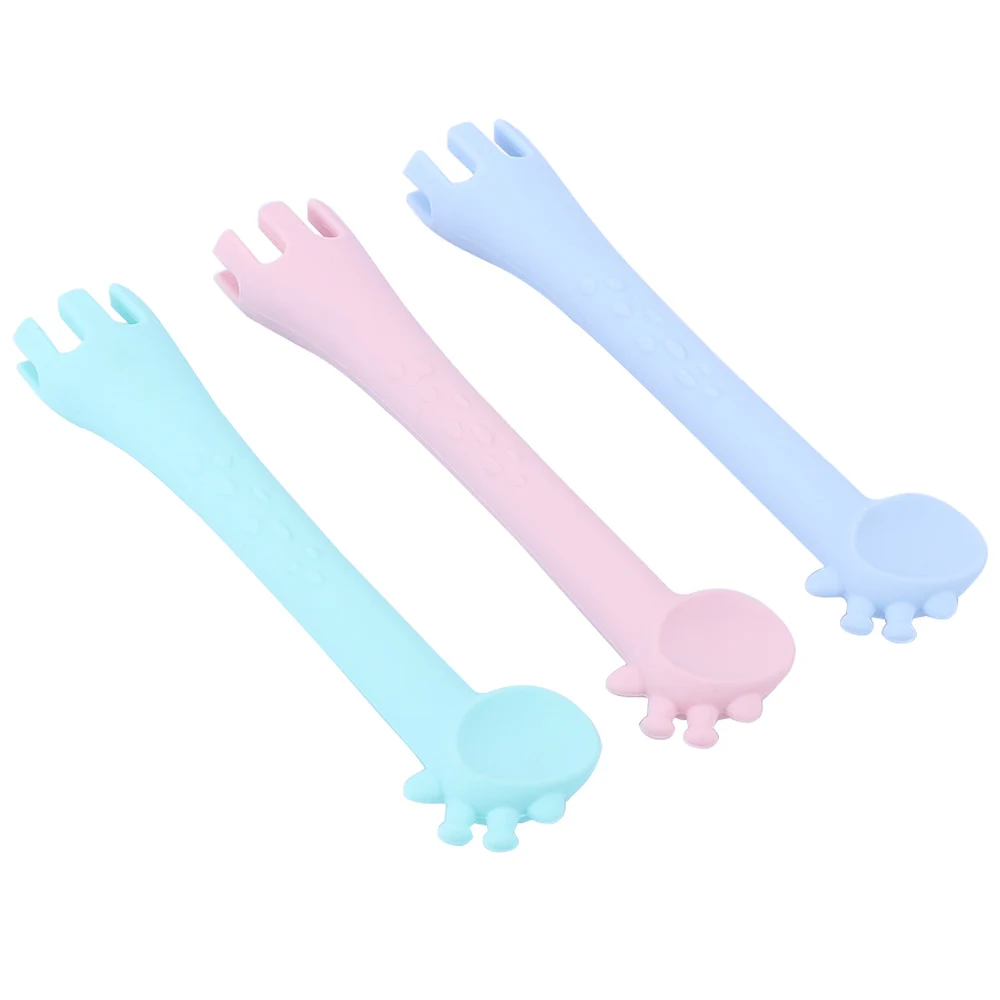 Силиконовая ложка для грызунов обучающая младенцев с рисунком жирафа детская