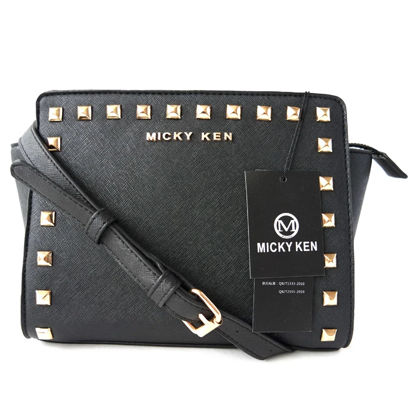 Micky Ken новая сумка из искусственной кожи с поперечным лицевым покрытием Черная сумка через плечо Повседневная сумка с заклепками Женская Мини квадратная сумка Bolsa de mujer