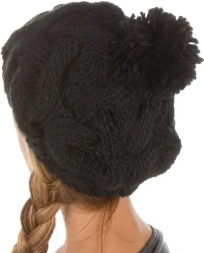 Теплая вязаная шапка BomHCS Sakkas с помпонами|hat beanie|slouch hatslouch beanie |