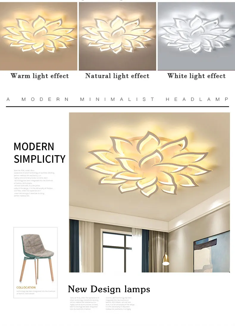 Plafondlamp, современный светодиодный потолочный светильник для гостиной, спальни, столовой, осветительные лампы, белая акриловая люстра, потолочный светильник Fxiture