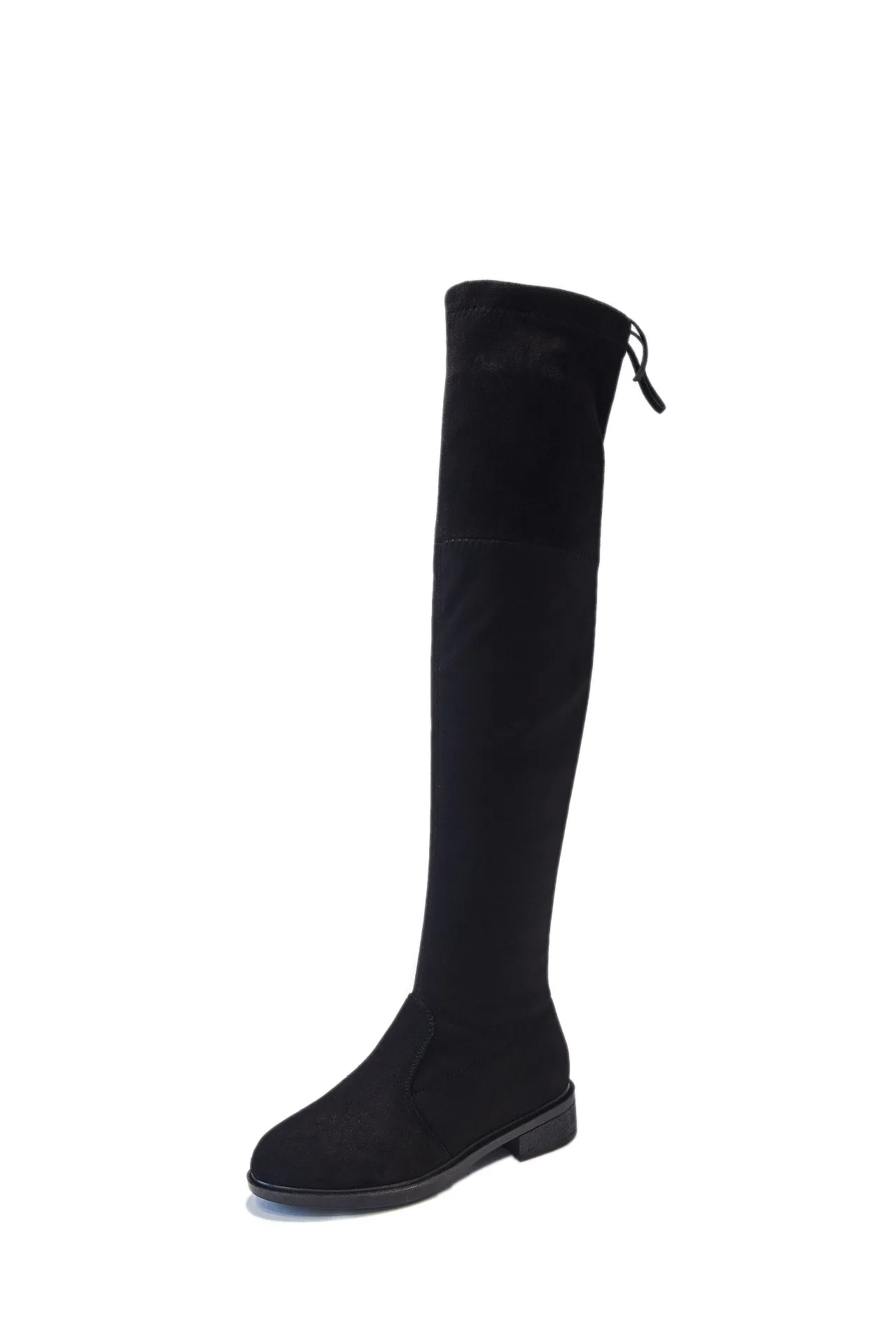 Med Slip-On Fashion Women Over-the-Knee Boots Flock Round Toe Sewing Long Thigh Solid Platform Square Heel Winter Shoes | Обувь