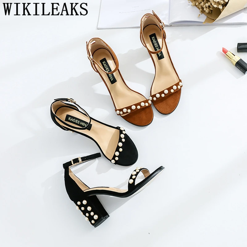 Block Heel Shoes Mary Jane Black Sandals Summer Women 2021 Ladies And Open Toe Heels | Обувь