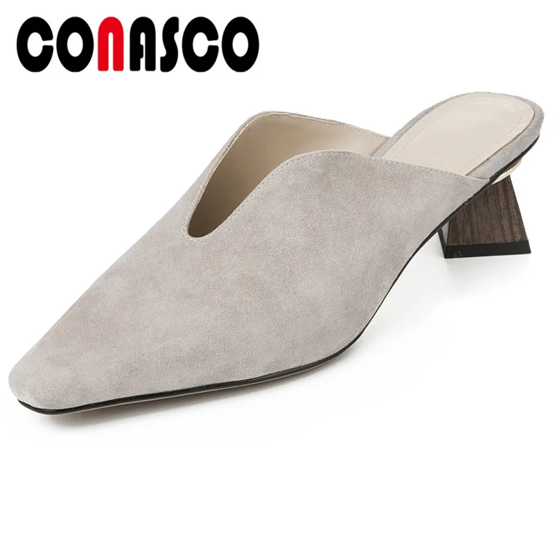 CONASCO босоножки с открытой пяткой Обувь на танкетке Женская качественная Замшевые