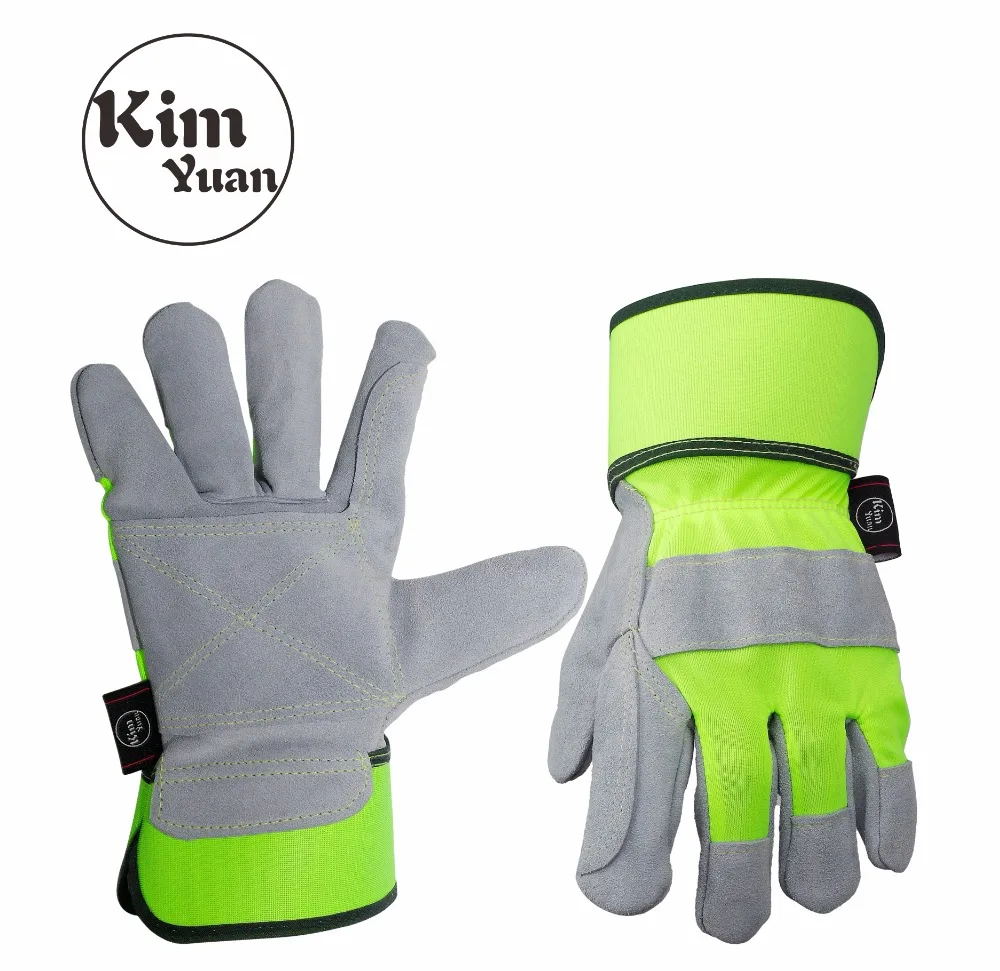 

KIM YUAN 004 Full leather work gloves short welded cowhide handling protective gloves driver protective gloves