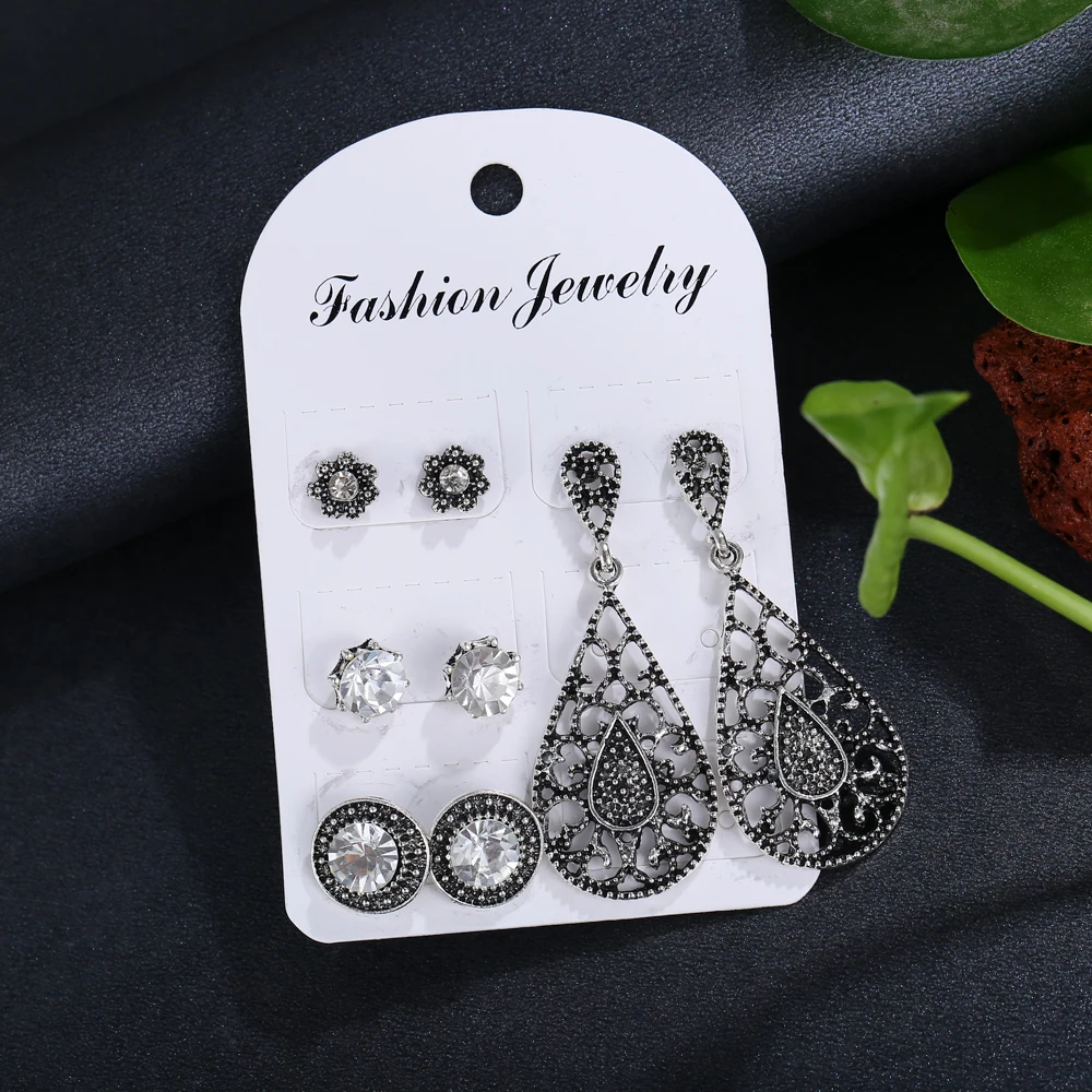 Женские серьги-капельки IF ME Винтажные серьги в виде кристаллов круглые черные