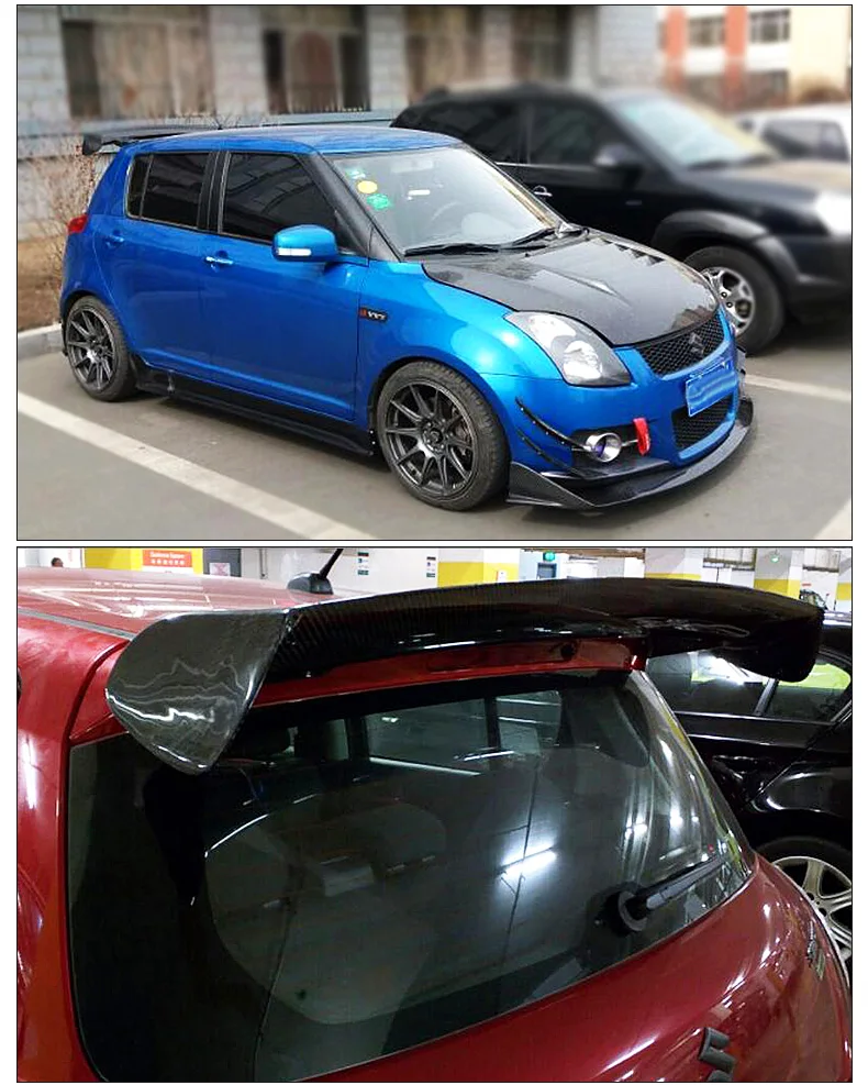 Подходит для SUZUKI SWIFT 3d модифицированный задний спойлер из углеродного волокна| |