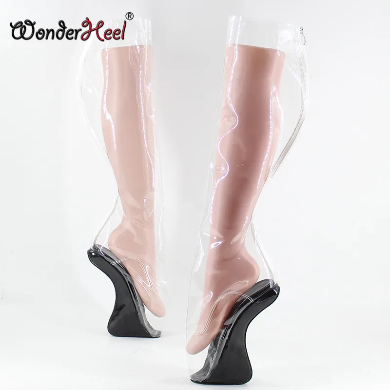 Wonderheel новинка ультравысокий каблук 18 см изогнутый клинья балетные сапоги до