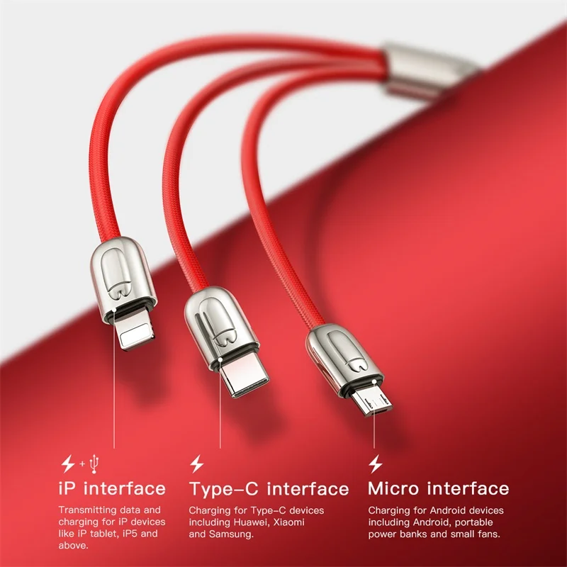 Baseus 3.5A 3 в 1 USB кабель для iPhone Xs Max Xr X Быстрая зарядка usb type C type-c кабель Micro USB кабель мобильного телефона зарядное устройство