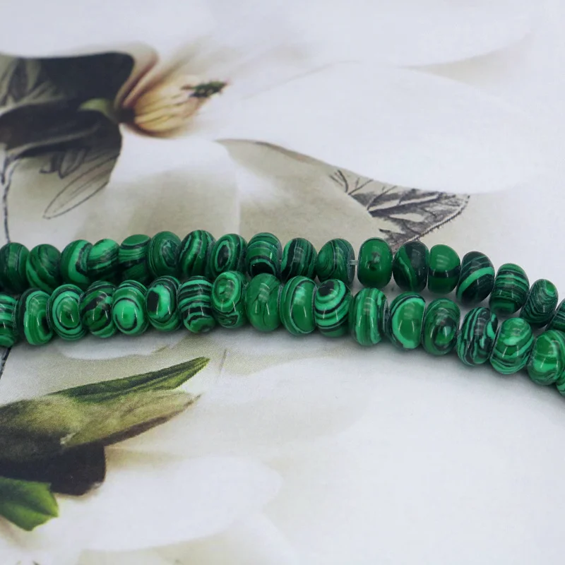 

Бусины из зеленого малахита Абак 5x8 мм, незакрепленные бусины 15 дюймов, оптовая продажа, каменные бусины для женщин, изготовление ювелирных ...