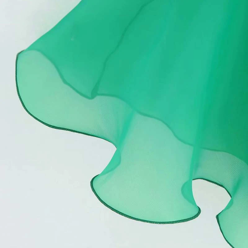 Модная зеленая длинная юбка с рюшами Женская летняя Уличная пуговицы шифон