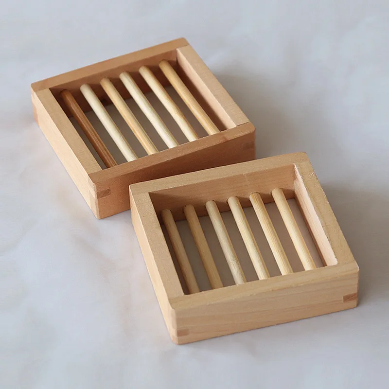 

hot sell New Wood-color Trapezoid Natural Wood Soap Plate Box Bath Soap Tray Holder Dish Shower Wash