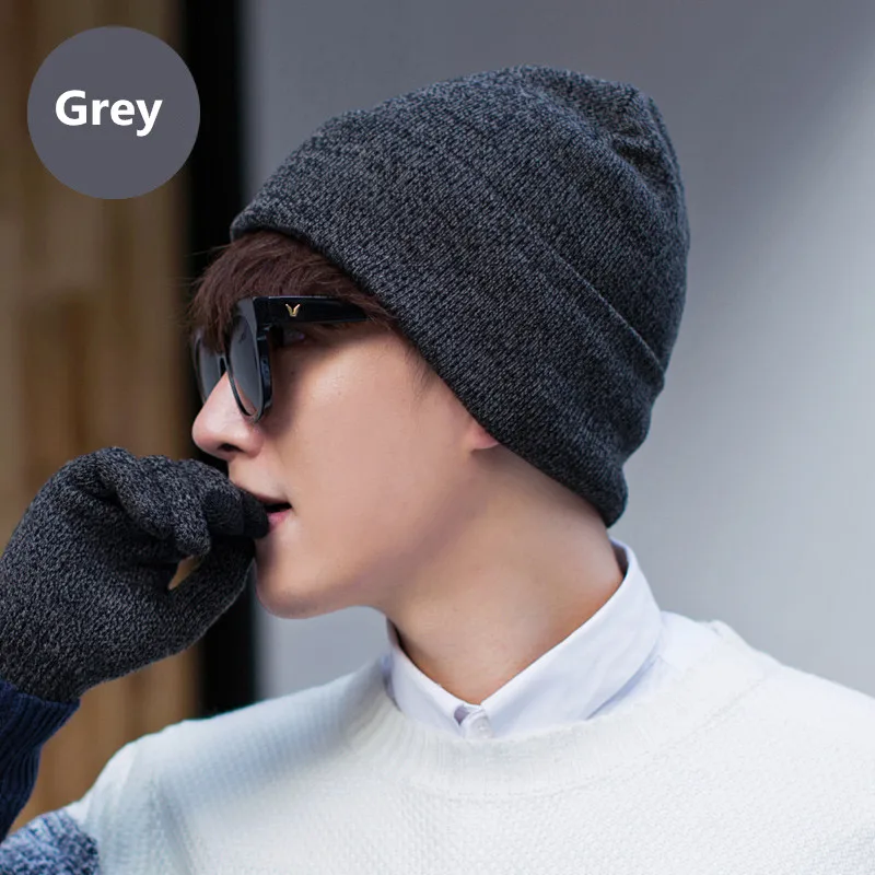 Men Hats Scarf Gloves Set Winter 2017 Hot Wool Knitted Hat Screen Touch Finger Sets Warm Accessories |