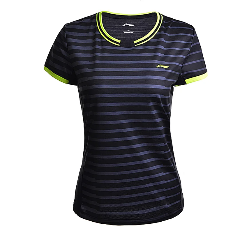 Li-Ning женские рубашки для бадминтона, дышащие, обычные, спортивные футболки с подкладкой, футболки AAYM132 WTS1294