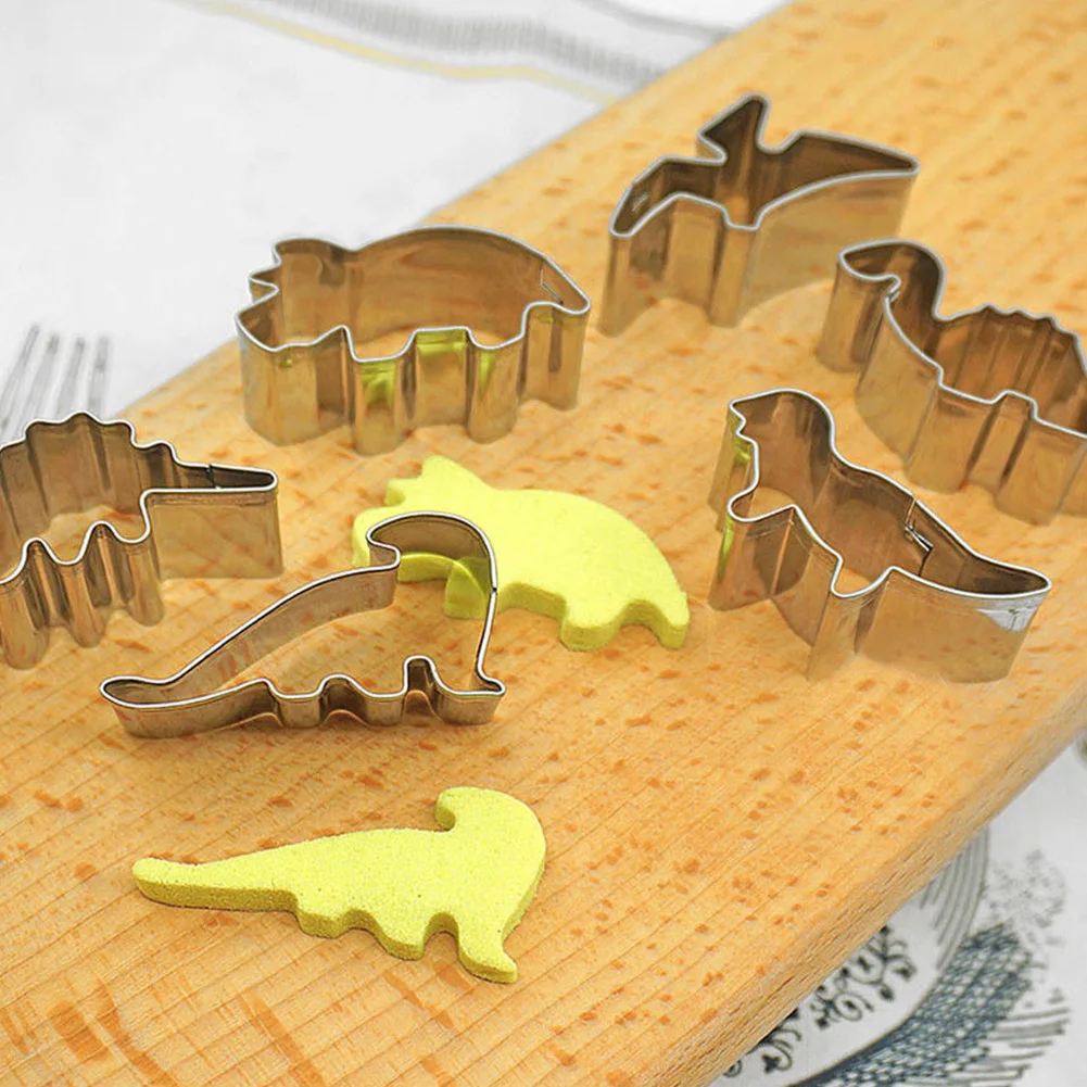 6 шт. в форме динозавра Sugarcraft для торта из нержавеющей стали DIY Форма декоративная