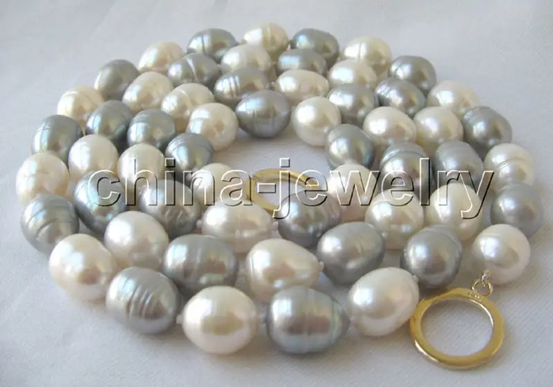 P3249 - 32&quot 9-10mm natural white gray baroque freshwater pearl necklace | Украшения и аксессуары