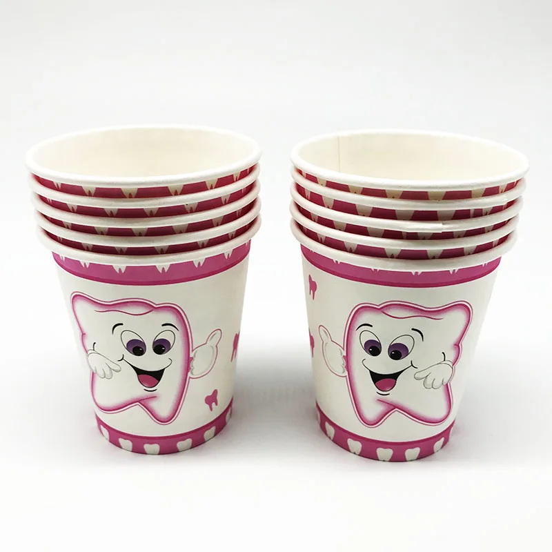 10 шт./лот стаканчики с розовыми зубьями для детской вечеринки на день рождения