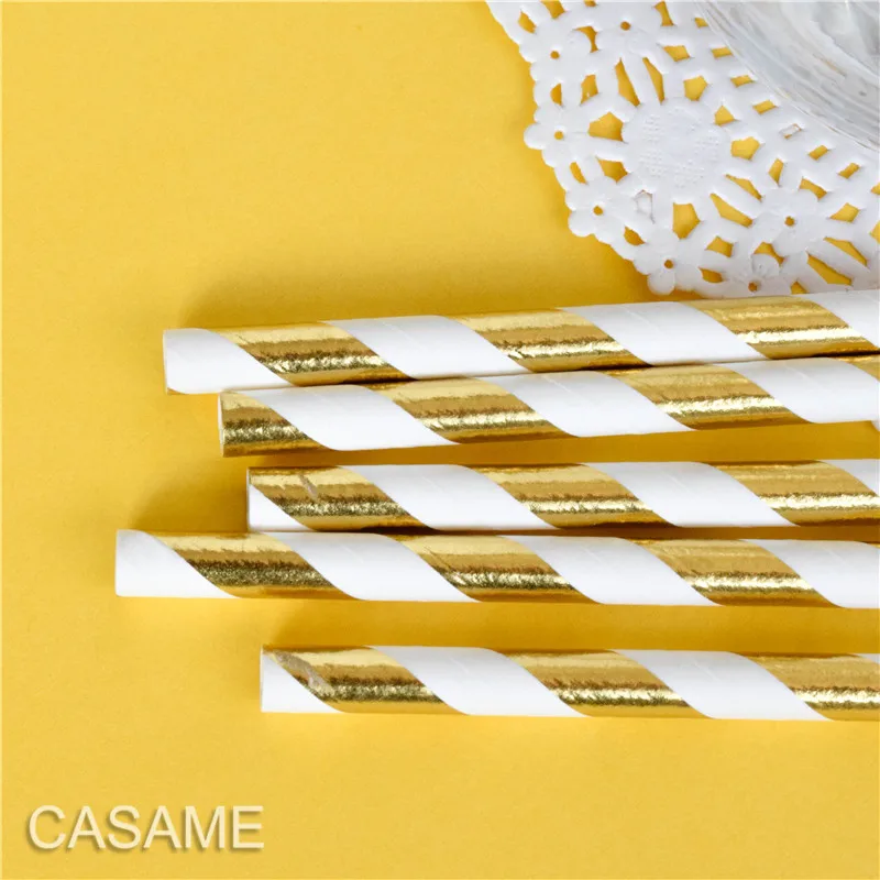 10000 Gold Foil Paper Straws Bridal Shower Decor Wedding Baby Cake Pop Sticks Drinking Bulk | Дом и сад