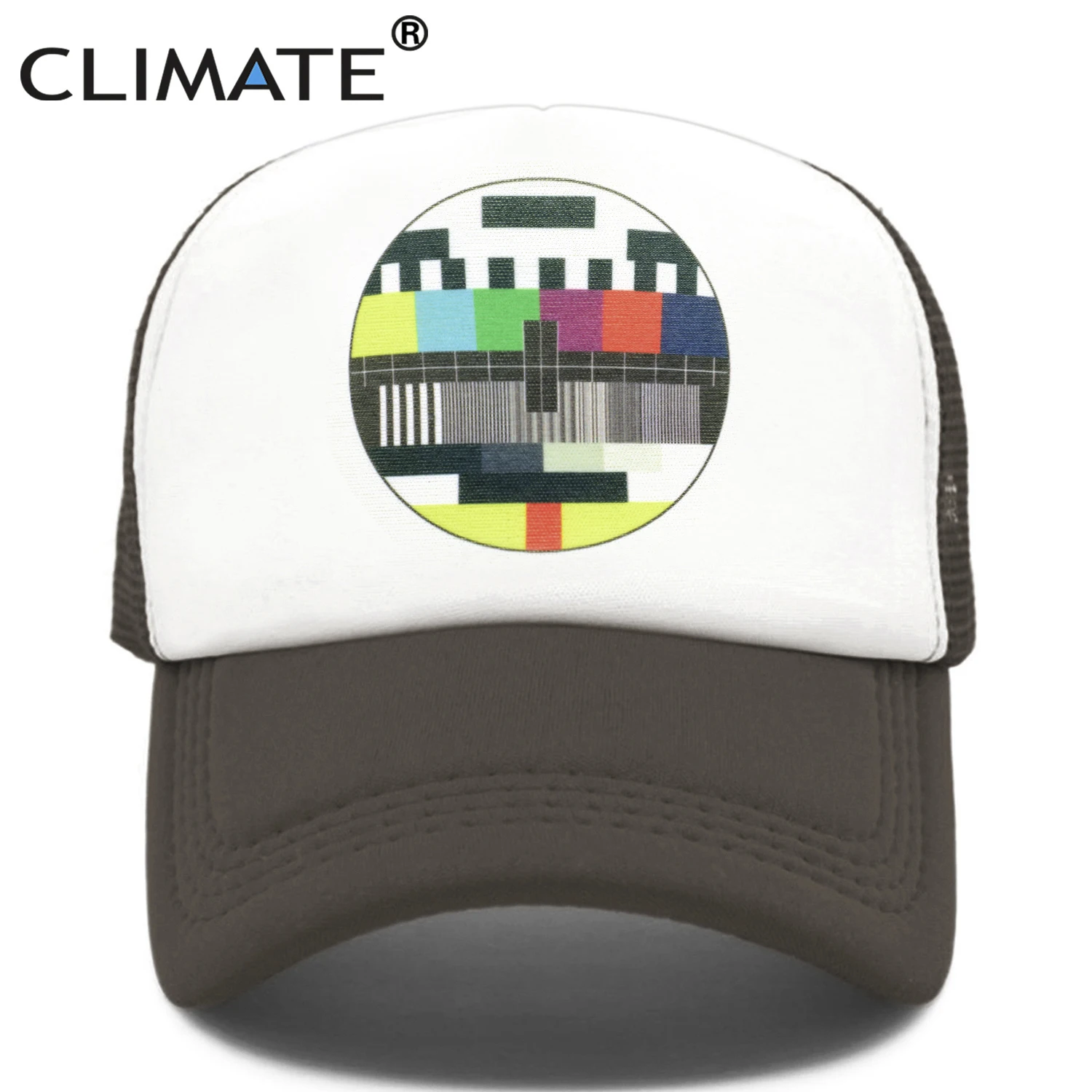CLIMATE Funny Trucker Cap Hat Men TV No Signal Signalisation Caps Summer Cool Trucker Caps Funny Mesh Net Cool Caps Hat