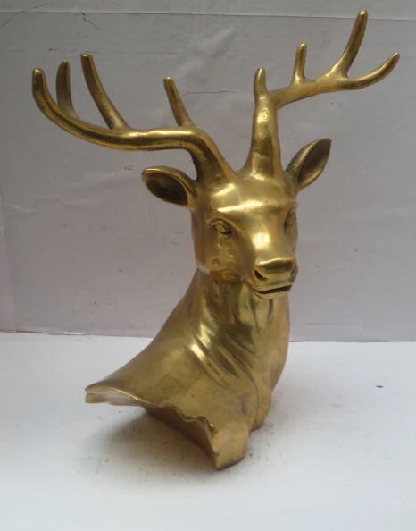 WBY Long 8 inch Metal crafts Home Decoration Chinese Brass Carved Deer head Statue/Sculpture fast | Дом и сад