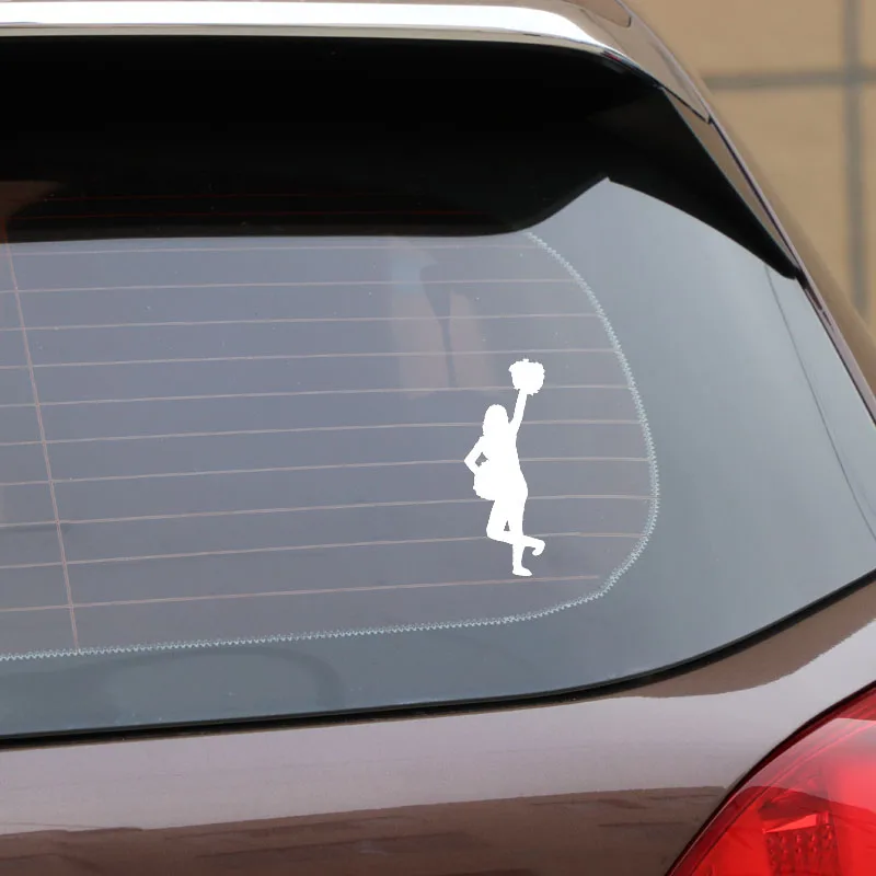 

YJZT 6.9*14.3CM Interesting Cheerleader Decor Car Sticker Accessories Silhouette Vinyl Sports Black/Silver C12-1461