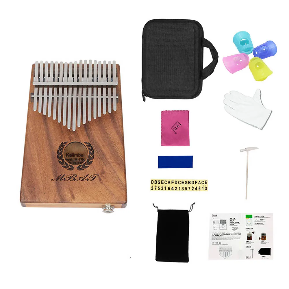 

Portable 17-key Kalimba Thumb Piano Mbira Hawaiian Koa Wood Built-in Pickup EQ With 6.35mm Speaker Interface Musical Gift