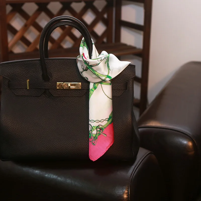 Топ Шелковый шарф качества кожа пряжки зеленый розовый офис леди Сумочка Декор |