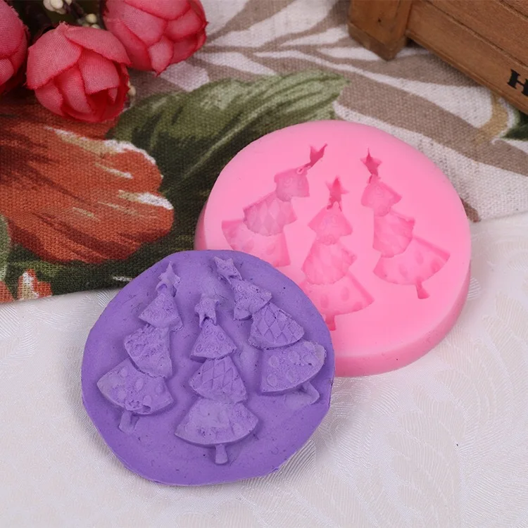 1 шт Fondant (сахарная) торт силиконовые формы Рождество Дерево лист Форма форма для