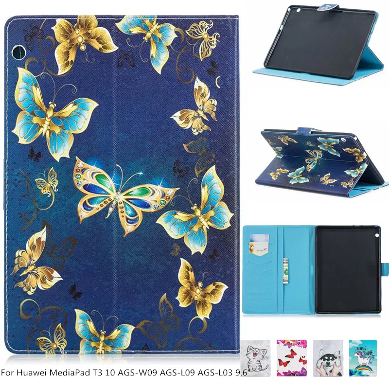 Чехол Kawaii с единорогом кошкой и щенком для Huawei Mediapad T3 10 чехол магнитом складной