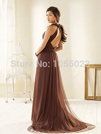 Asian Bridesmaid Dresses Adult Halter Built-In Bra Off The Shoulder Sleeveless Natural Pleat A-Line Floor-Length Chiffon Customi | Свадьбы и