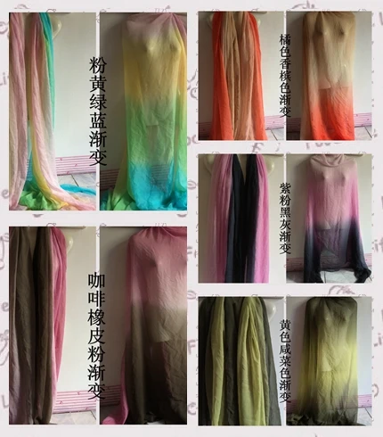 Многоцветная градиент 100% шелка морщинка одежда из шифоновой ткани платье Джо