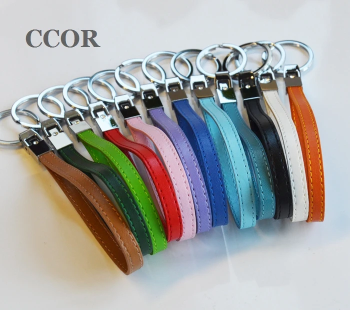 

CCOR 20-100pcs 8mm Width Fashion Key Chains Mixed Color Key Chains Copy Leather Belts DIY accessory GZ-037