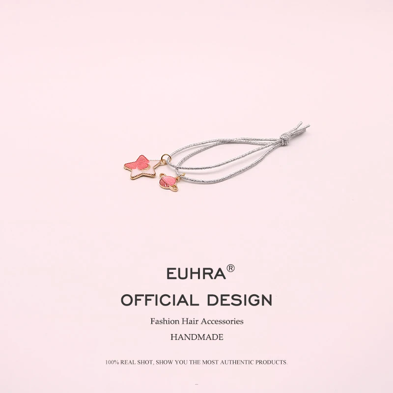 Sempli 8 цветов полосатые эластичные волосы звезда и Луна Серебряная Веревка для