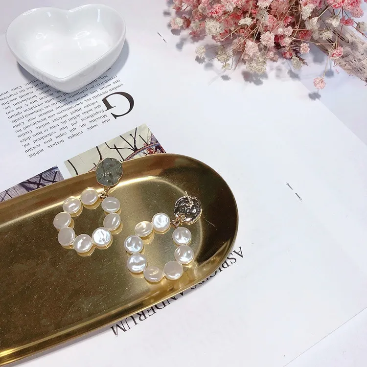 Круглая жемчужная серьга гипоаллергенный fadeless сплав моды серьги для женщин