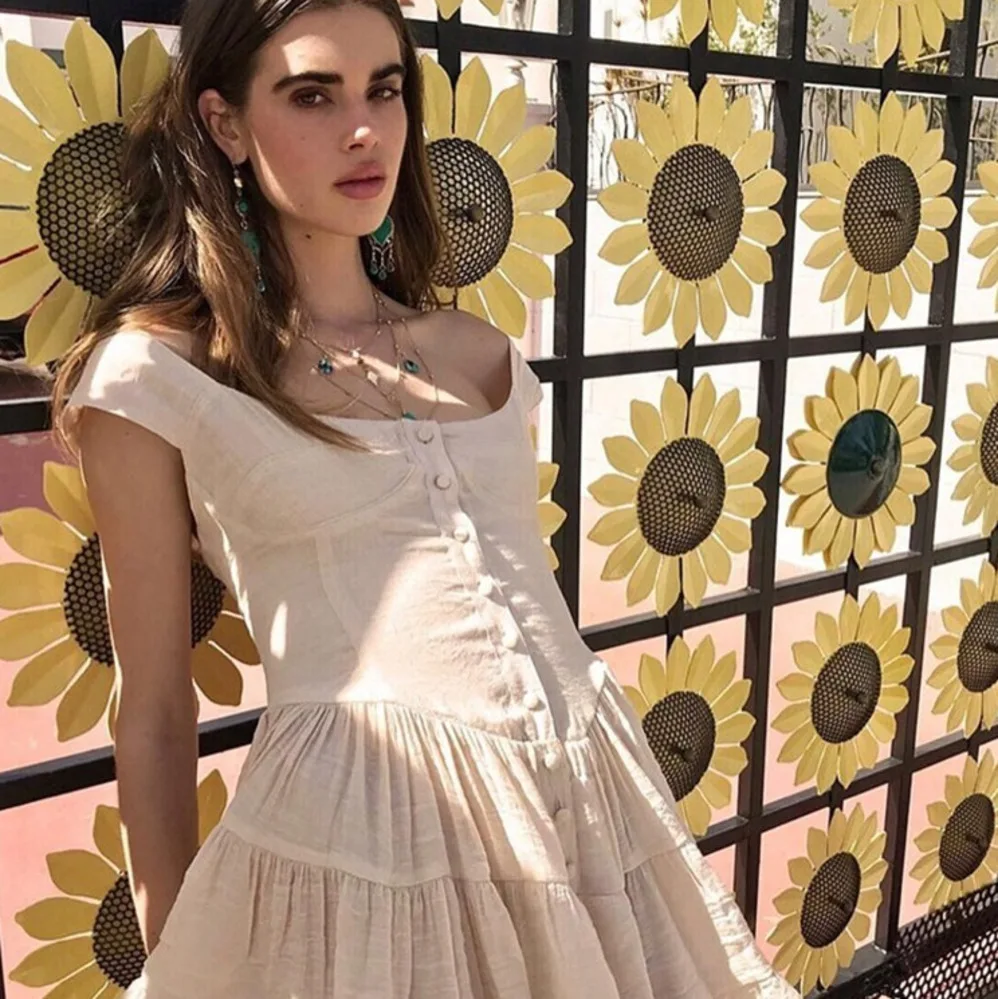 Летнее Новое Женское платье с v образным вырезом и высокой талией повседневные