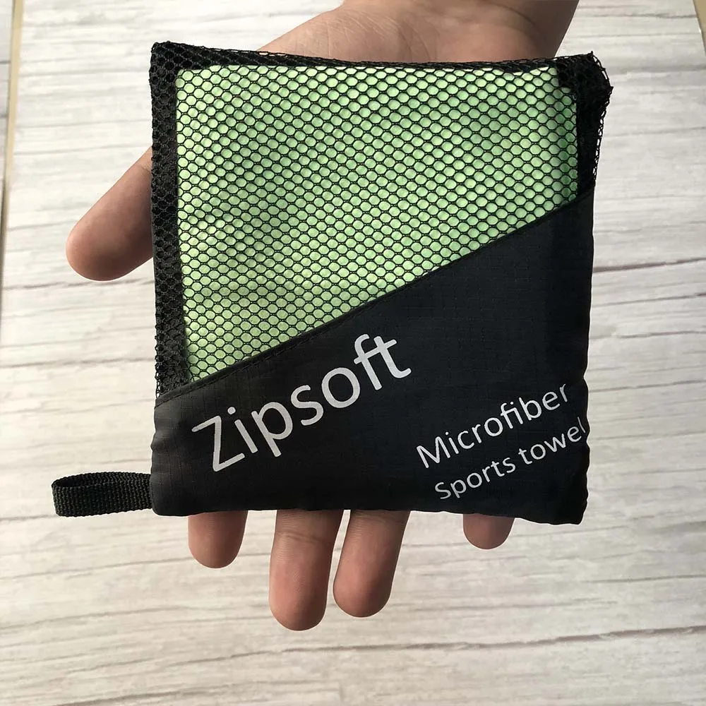 Зеленый Zipsoft, быстросохнущее полотенце для путешествий, ультралегкое компактное полотенце для плавания, микрофибра, для рук, для спортзала, кемпинга, туризма, антибактериальное - Цвет: Зеленый