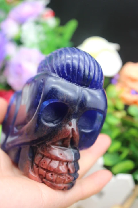 

442 grams of quartz crystal blue smelting double skull to heal