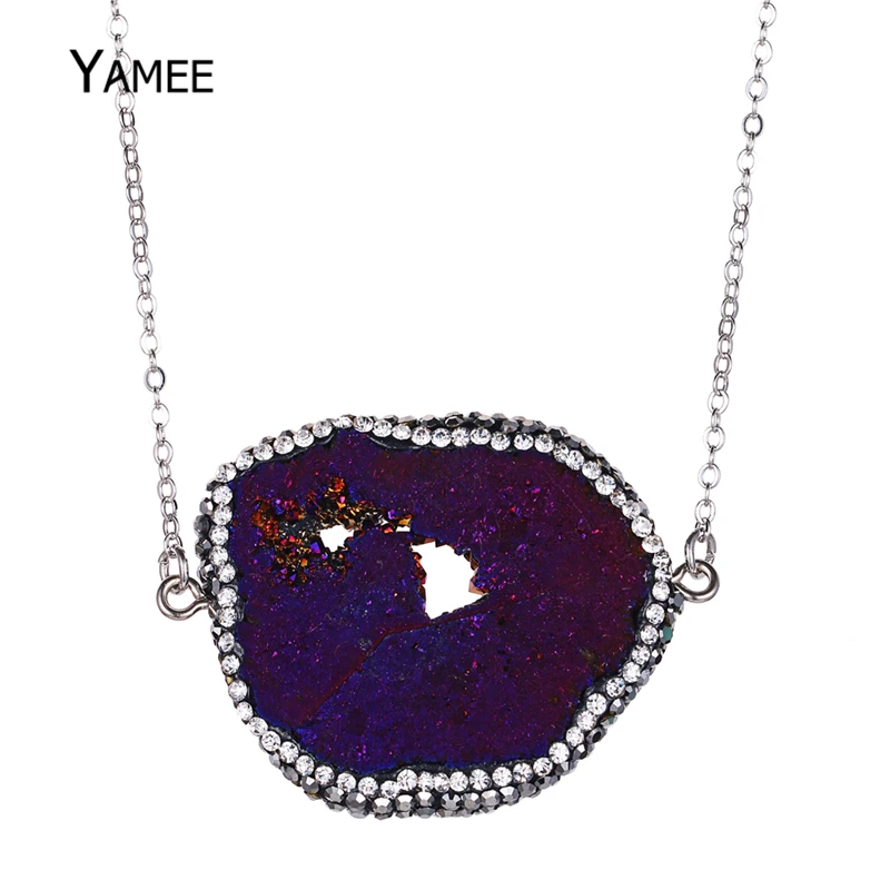 Уникальный необработанный минеральный нерегулярный кулон агатес Druzy