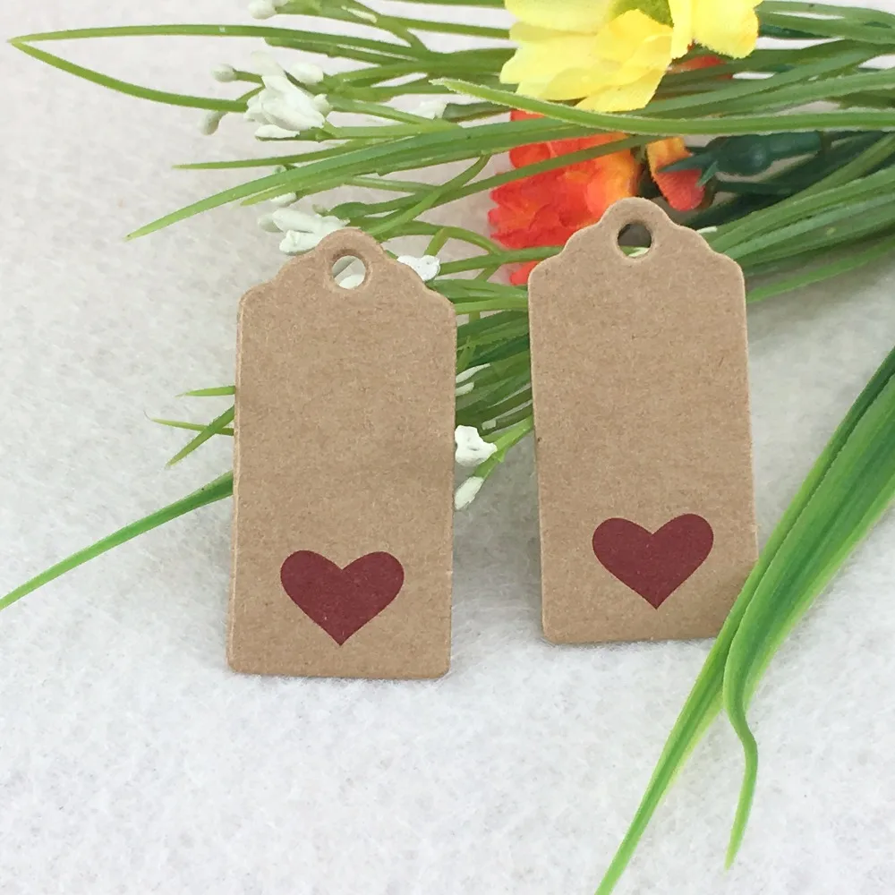 

4x2cm " red heart" Scallop Shape Kraft Tag, Blank price Hang tag Kraft Gift Hang tag 1000pcs/lot