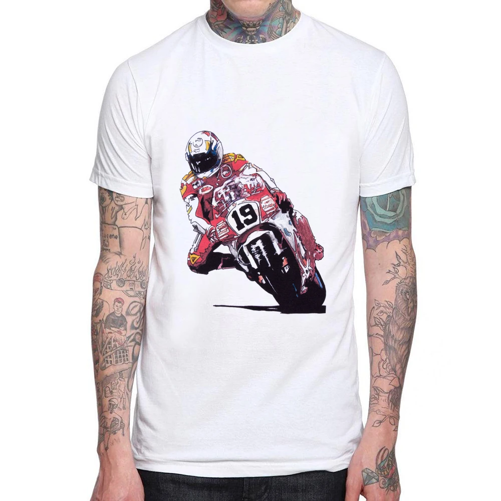 

Casual Men T Shirt Fashion Motorcycle Racing Design Short Sleeve Casual Tops Hand Painted Illustration Mens T-Shirts Cool Tee