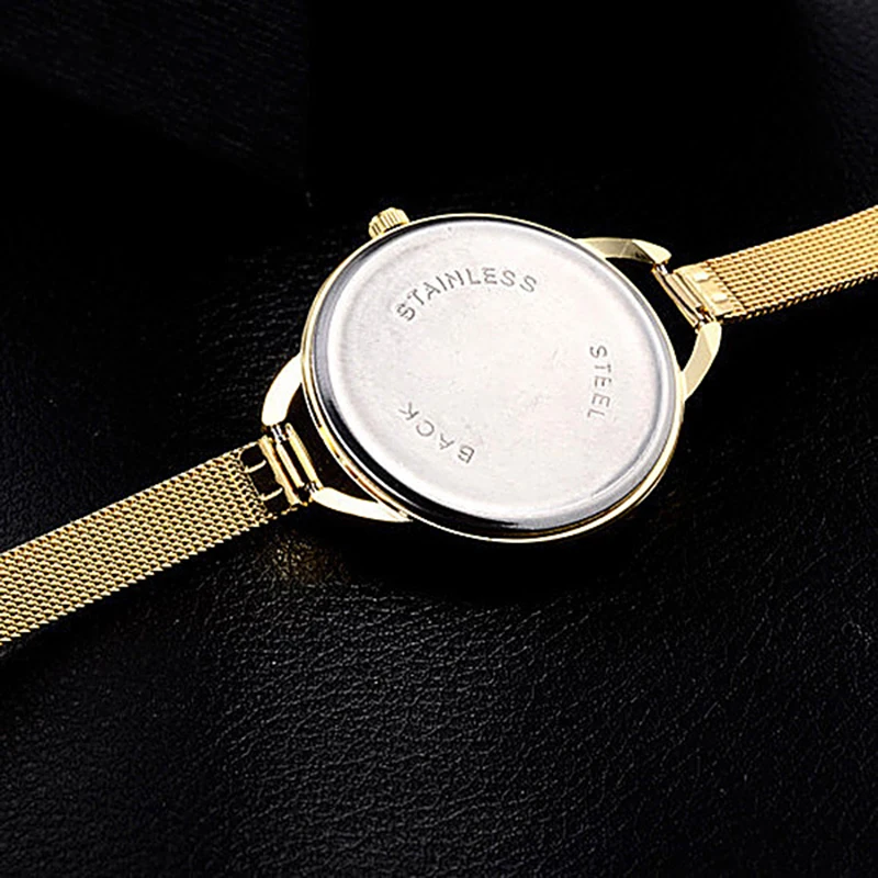 Роскошные золотистые женские наручные часы 2021 Брендовые ультратонкие кварцевые