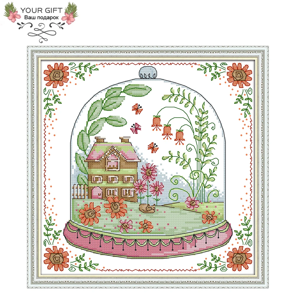 

Домашний декор Joy Sunday Garden коттедж F975 14CT 11CT, Набор для вышивки крестиком